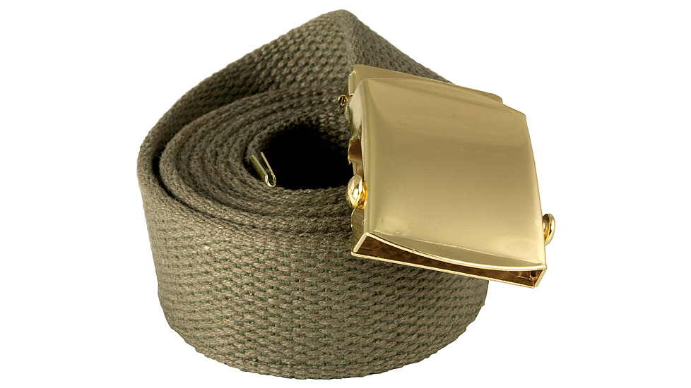 Red Rock Outdoor Gear Cotton Web Belt, 54in, Plated Roller Buckle, Olive w/ Brass, 07-524