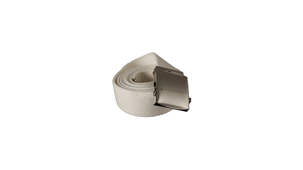 Red Rock Outdoor Gear Cotton Web Belt, 54in, Plated Roller Buckle, White w/ Nickel, 07-538