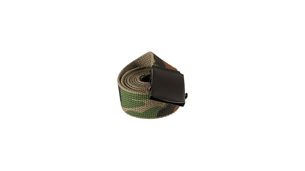 Red Rock Outdoor Gear Cotton Web Belt, 54in, Plated Roller Buckle, Woodland w/ Black, 07-516