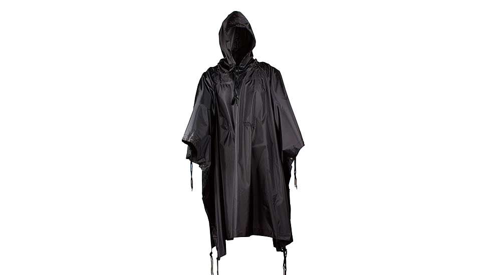 Red Rock Outdoor Gear G.I.-Style Ripstop Nylon Poncho, Black, 1001BLK