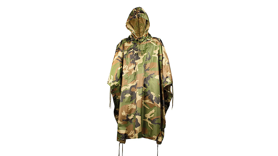 Red Rock Outdoor Gear G.I.-Style Ripstop Nylon Poncho, Woodland, 1001WDL
