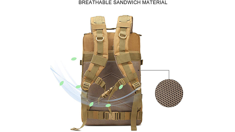 Roaring Fire 45L Tactical Backpack, FDE, 19.6x11.8x11.8 inch, RF096 DT