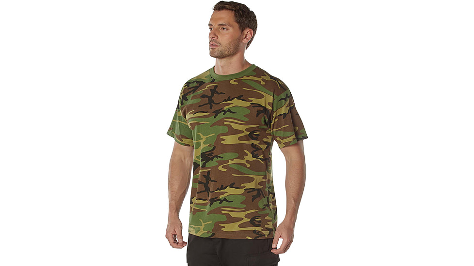 Rothco 100% Cotton Camo T-Shirt - Mens, Woodland Camo, Medium, 60560-WoodlandCamo-M
