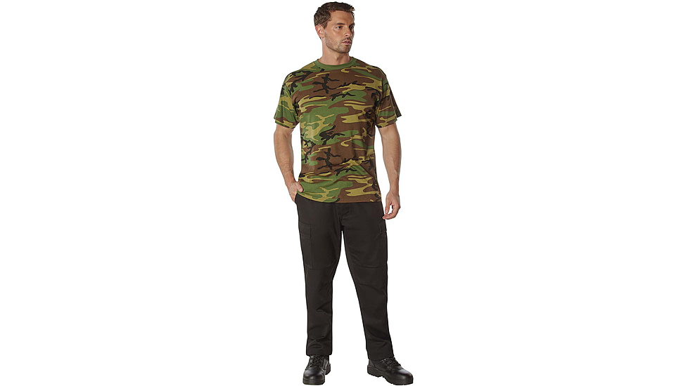 Rothco 100% Cotton Camo T-Shirt - Mens, Woodland Camo, Medium, 60560-WoodlandCamo-M