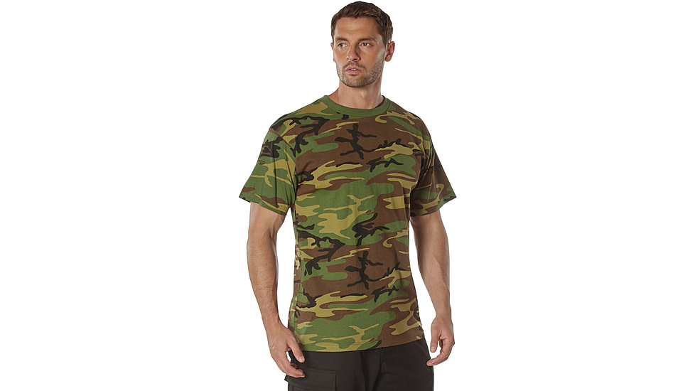 Rothco 100% Cotton Camo T-Shirt - Mens, Woodland Camo, Medium, 60560-WoodlandCamo-M