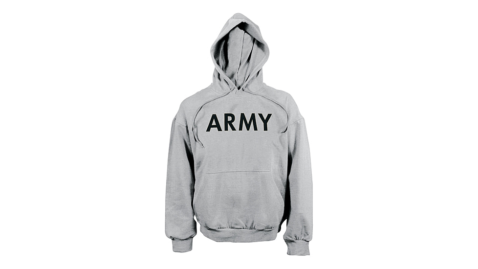 Rothco Army PT Pullover Hooded Sweatshirt, Grey, 2XL, 9190-Grey-2XL