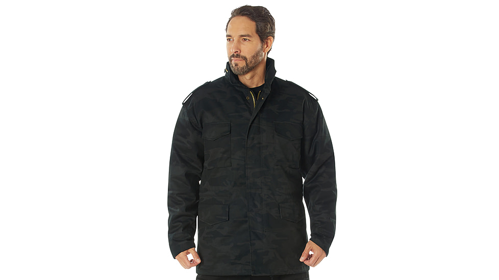 Rothco Camo M-65 Field Jacket, L, Midnight Black Camo, 12072-MidnightBlackCamo-L