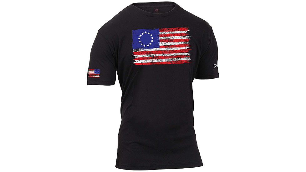 Rothco Colonial Betsy Ross Flag T-Shirt - Black, Small, 2628-S