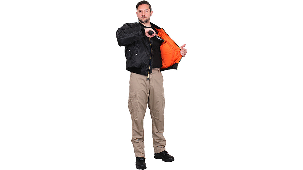 Rothco Concealed Carry MA-1 Flight Jacket, Black, Small, 77350-Black-S