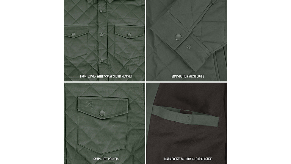 Rothco Diamond Quilted Cotton Jacket, Olive Drab, XL, 42005-OliveDrab-XL