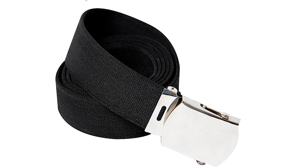 Rothco Elastic Stretch Web Belt, Black/Chrome, 54in, 11472-Chrome