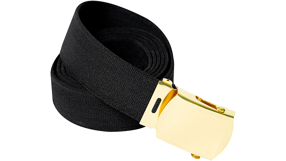 Rothco Elastic Stretch Web Belt, Black/Gold, 54in, 11471-Gold