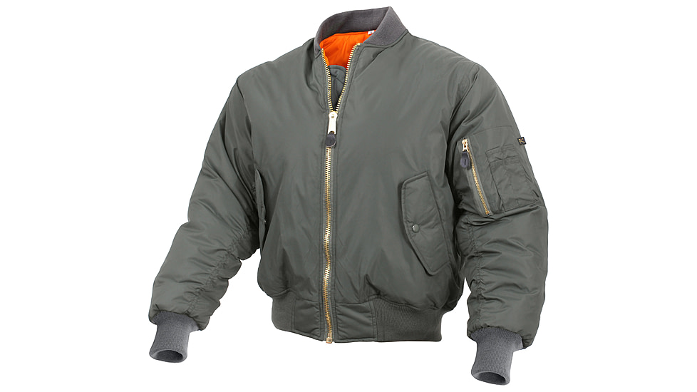 Rothco Enhanced Nylon MA-1 Flight Jacket, Sage Green, XL, 2860-SageGreen-XL