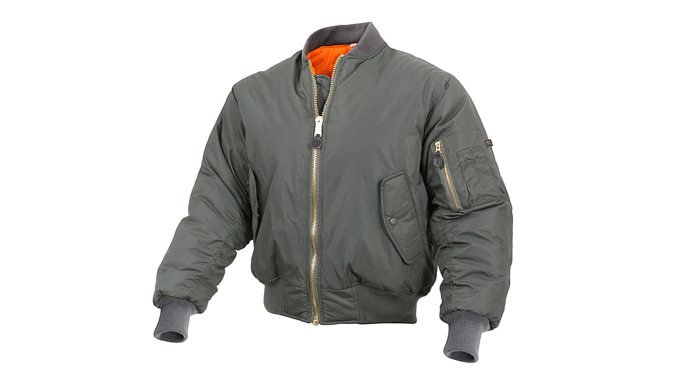 Rothco Enhanced Nylon MA-1 Flight Jacket, Sage Green, XL, 2860-SageGreen-XL