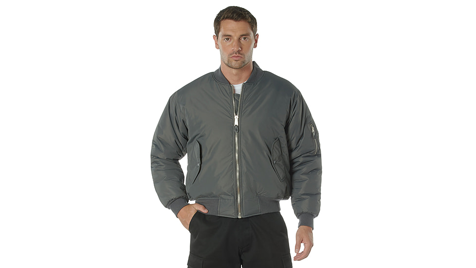 Rothco Enhanced Nylon MA-1 Flight Jacket - Mens, Gunmetal Grey, Extra Large, 72890-GunmetalGrey-XL