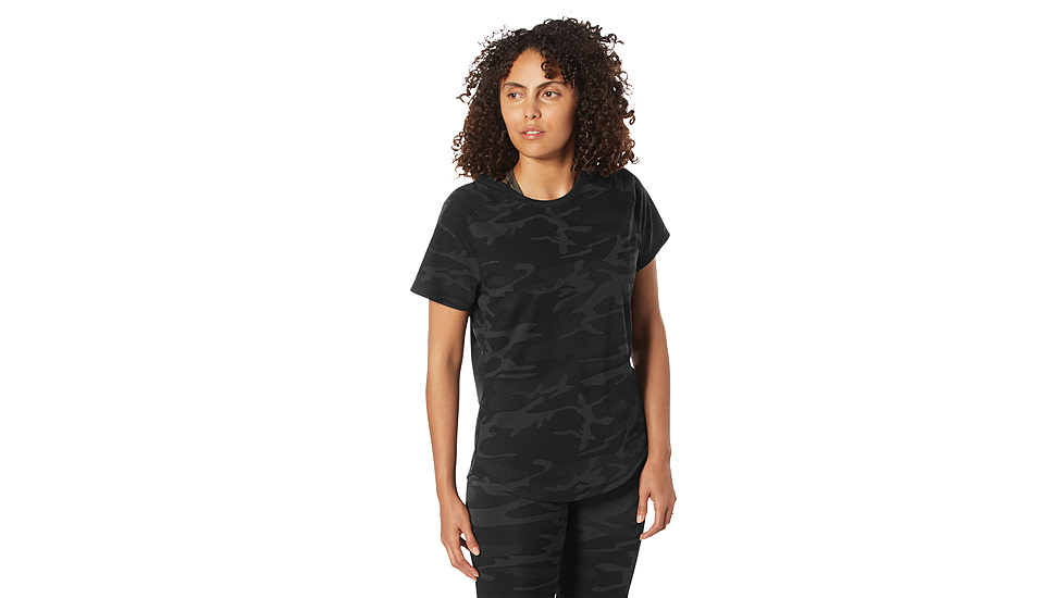 Rothco Essential Moisture Wicking Raglan Sleeve T-Shirt - Womens, Midnight Black Camo, Large, 13258-MidnightBlackCamo-L