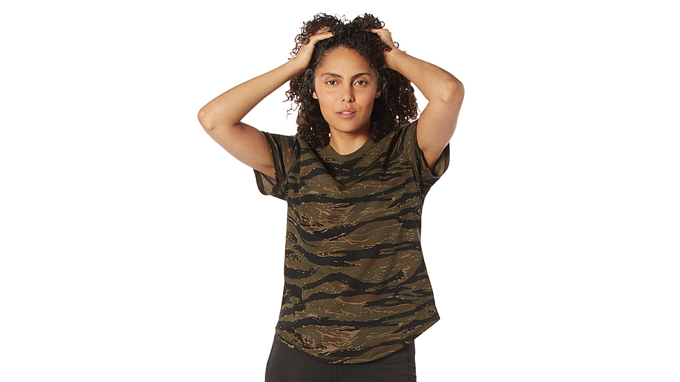 Rothco Essential Moisture Wicking Raglan Sleeve T-Shirt - Women's, Tiger Stripe Camo, 2XL, 13256-TigerStripeCamo-2XL