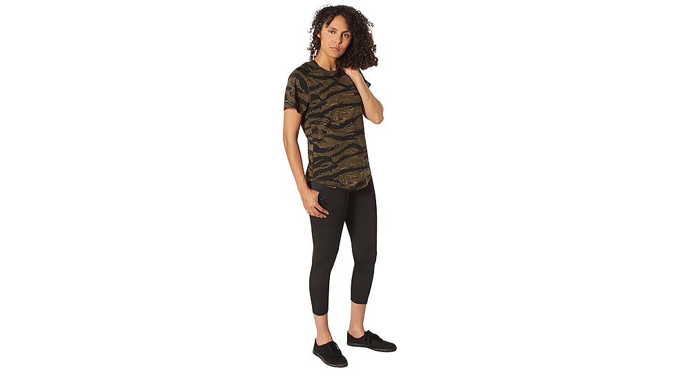 Rothco Essential Moisture Wicking Raglan Sleeve T-Shirt - Womens, Tiger Stripe Camo, 2XL, 13256-TigerStripeCamo-2XL