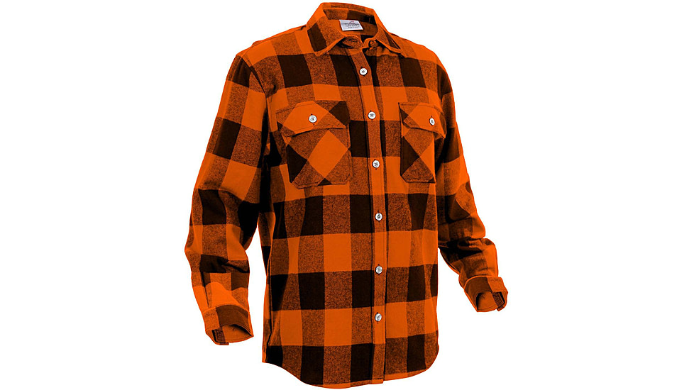 Rothco Extra Heavyweight Buffalo Plaid Flannel Shirts, Orange Plaid, M, 4672-OrangePlaid-M