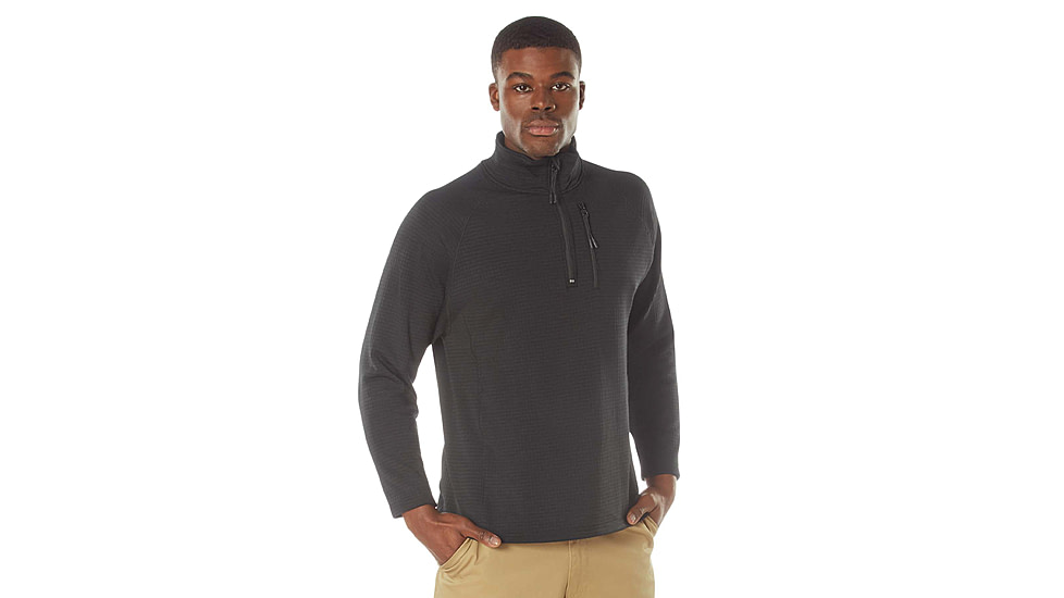 Rothco Grid Fleece Pullover, Black, Medium, 613902039551