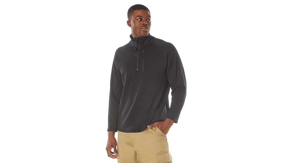 Rothco Grid Fleece Pullover, Black, Medium, 613902039551