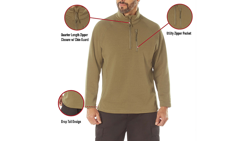 Rothco Grid Fleece Pullover, Coyote Brown, Extra Large, 613902039667