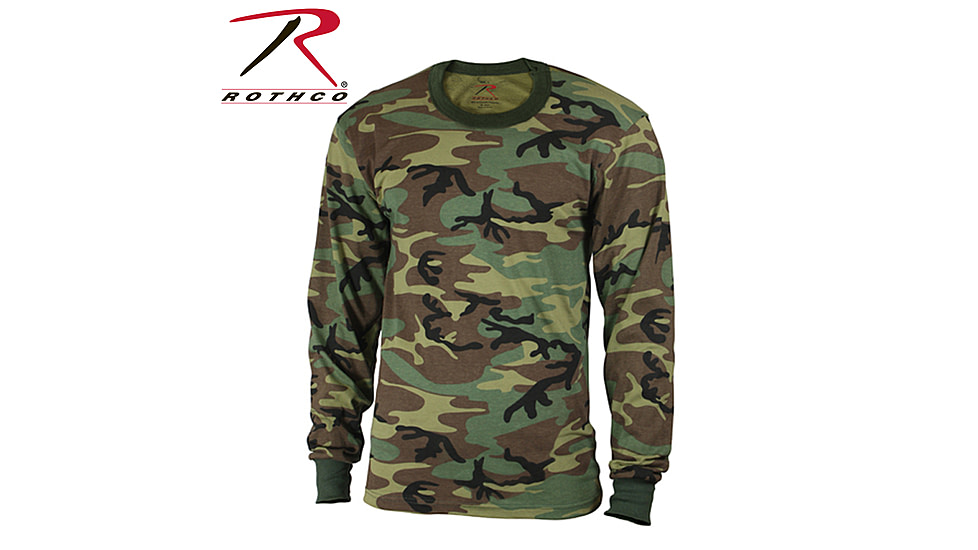 Rothco Kids Long Sleeve Camo T-shirt, Woodland Camo, Small, 6705-WoodlandCamo-S