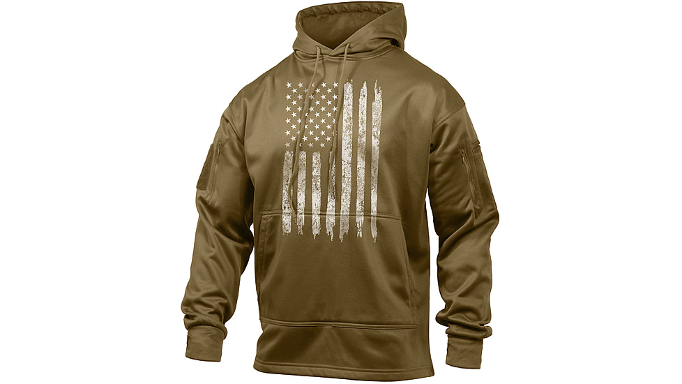 Rothco U.S. Flag Concealed Carry Hoodie - Men's, Coyote Brown, Extra Large, 8081-CoyoteBrown-XL