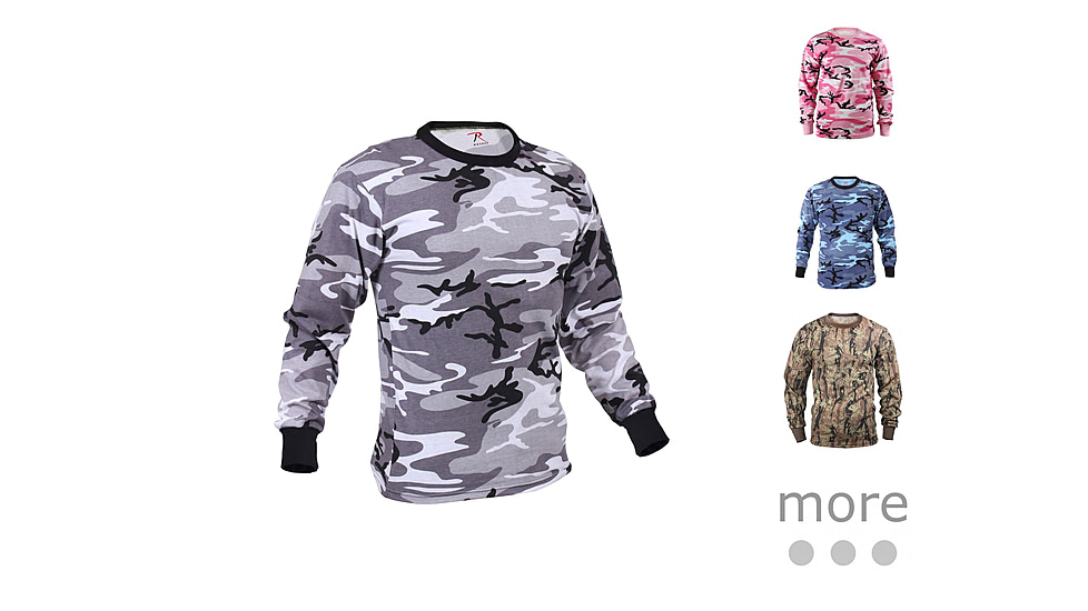 Rothco Long Sleeve Camo T-Shirt, City Camo, Pink Camo, Sky Blue Camo, Smokey Branch Camo, Tiger Stripe Camo, Woodland Camo