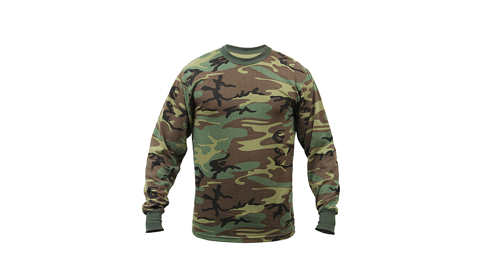 Rothco Long Sleeve Camo T-Shirt, Woodland Camo, XL, 6778-WoodlandCamo-XL