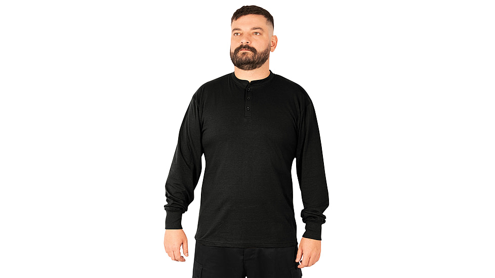 Rothco Long Sleeve Henley T-Shirt - Mens, Black, Medium, 21020-Black-M