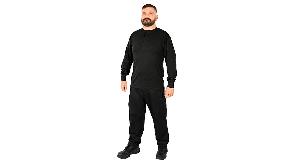 Rothco Long Sleeve Henley T-Shirt - Mens, Black, Medium, 21020-Black-M
