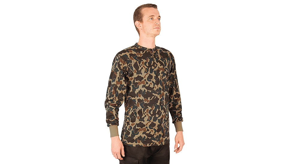 Rothco Long Sleeve Henley T-Shirt - Mens, Fred Bear Camo, Medium, 21050-FredBearCamo-M