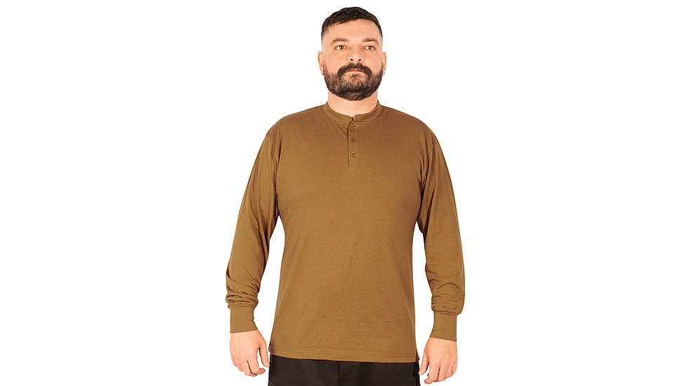 Rothco Long Sleeve Henley T-Shirt - Mens, Work Brown, Extra Large, 21030-WorkBrown-XL