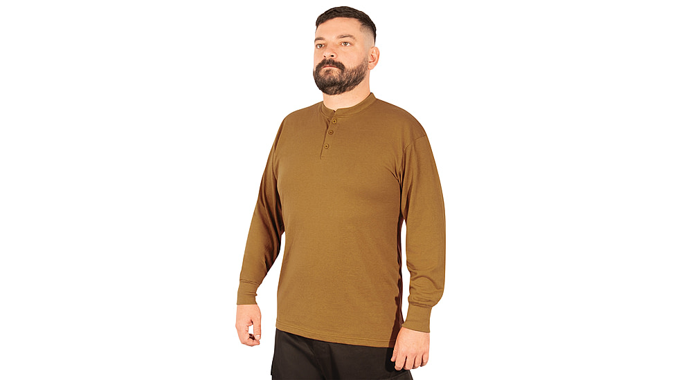 Rothco Long Sleeve Henley T-Shirt - Men's, Work Brown, Extra Large, 21030-WorkBrown-XL