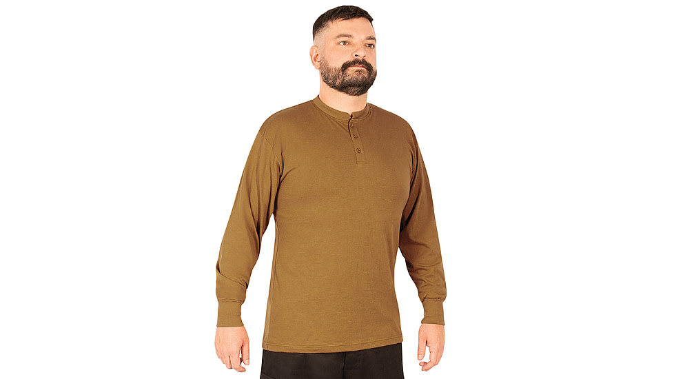 Rothco Long Sleeve Henley T-Shirt - Mens, Work Brown, Extra Large, 21030-WorkBrown-XL