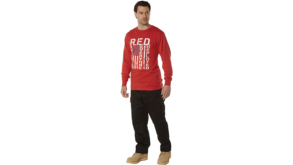 Rothco Long Sleeve R.E.D. Remember Everyone Deployed Athletic Fit T-Shirt - Mens, Red, Small, 11820-Red-S