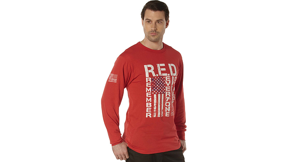 Rothco Long Sleeve R.E.D. Remember Everyone Deployed Athletic Fit T-Shirt - Mens, Red, Small, 11820-Red-S