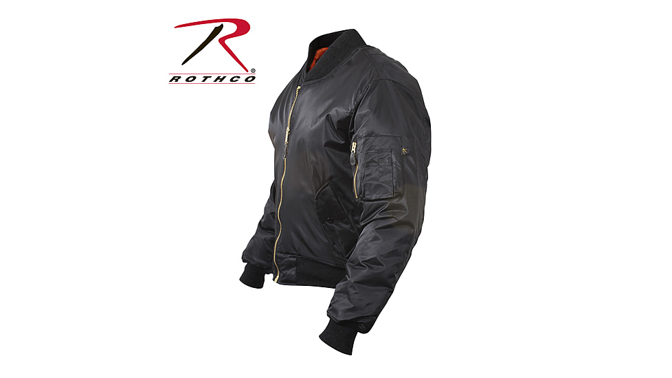 Rothco MA-1 Flight Jacket, Black, Small, 7324-Black-S