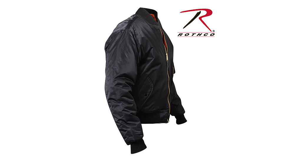Rothco MA-1 Flight Jacket, Black, Small, 7324-Black-S