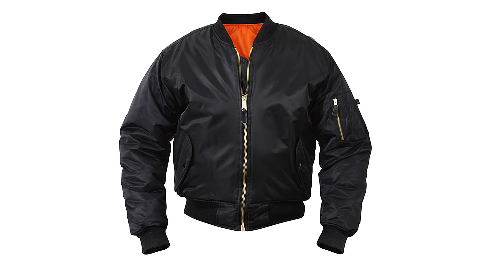 Rothco MA-1 Flight Jacket, Black, Small, 7324-Black-S
