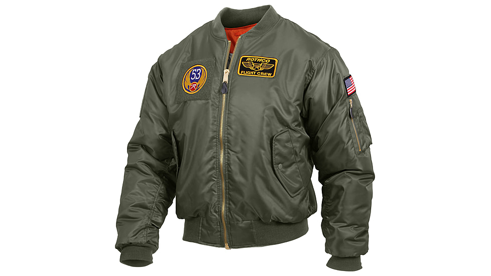 Rothco MA-1 Flight Jacket with Patches, Sage Green, 4XL, 72420-SageGreen-4XL