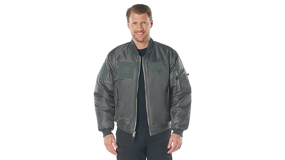 Rothco MA-1 Flight Jacket w/ Patches - Mens, Gunmetal Grey, Extra Large, 77250-GunmetalGrey-XL