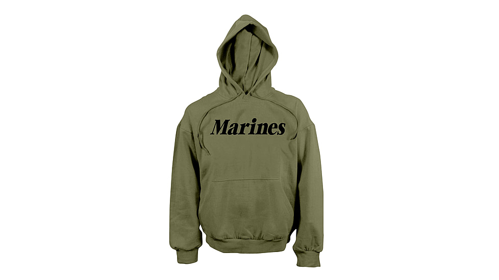 Rothco Marines Pullover Hooded Sweatshirt, Olive Drab, Small, 9176-OliveDrab-S