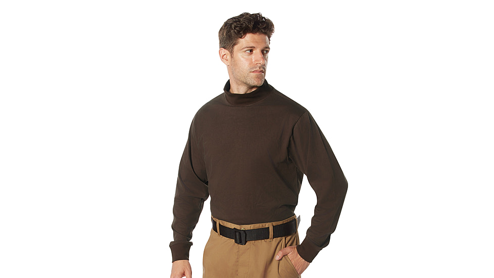 Rothco Mock Turtleneck - Mens, Dark Brown, Extra Large, 34065-DarkBrown-XL