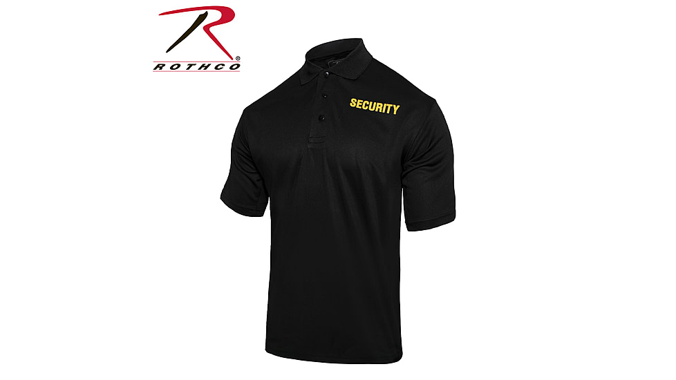 Rothco Moisture Wicking Public Safety Polo Shirt, L, Black W/ Gold Lettering, 2316-BlackWGoldLettering-L