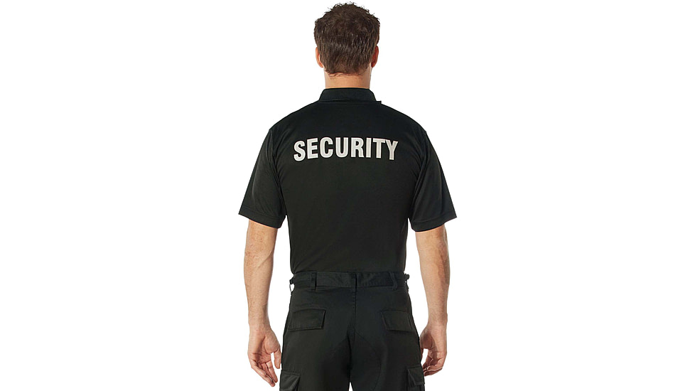 Rothco Moisture Wicking Security Polo Shirt - Mens, Black w/White Lettering, XL, 3216-XL