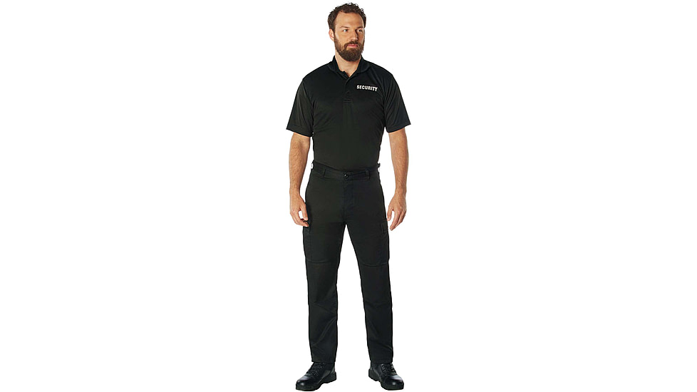 Rothco Moisture Wicking Security Polo Shirt - Mens, Black w/White Lettering, XL, 3216-XL