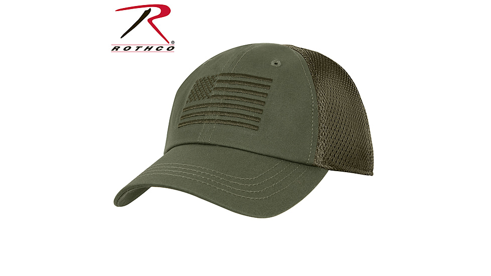 Rothco Multicam Tactical Mesh Back Cap With Embroidered US Flag, Olive Drab, 5224-OliveDrab