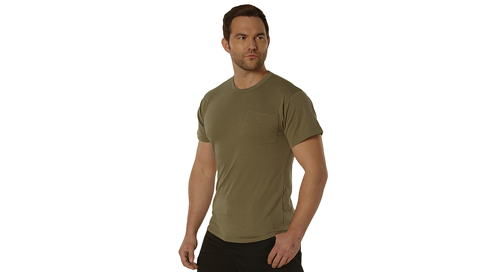Rothco Pocket Moisture Wicking Poly T-Shirt - Mens, AR670-1CoyoteBrown, Medium, 56910-AR670-1CoyoteBrown-MoistureWicking-M